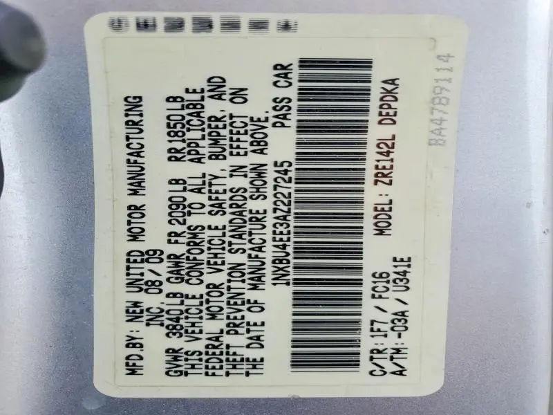 2010 TOYOTA COROLLA BASE  