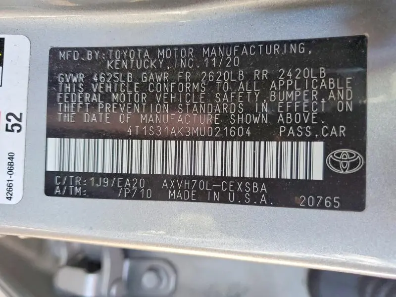 2021 TOYOTA CAMRY SE  