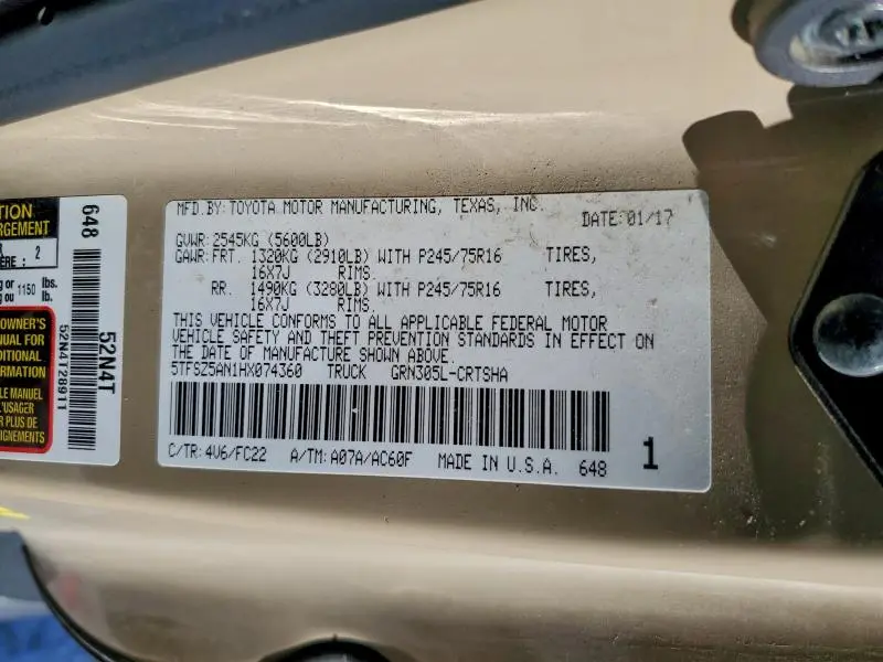 2017 TOYOTA TACOMA ACCESS CAB  