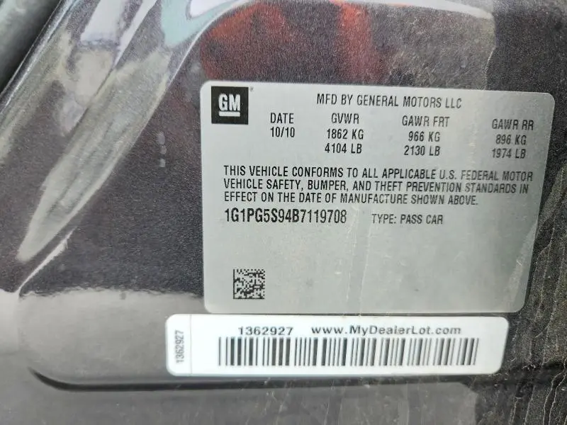 2011 CHEVROLET CRUZE LT  