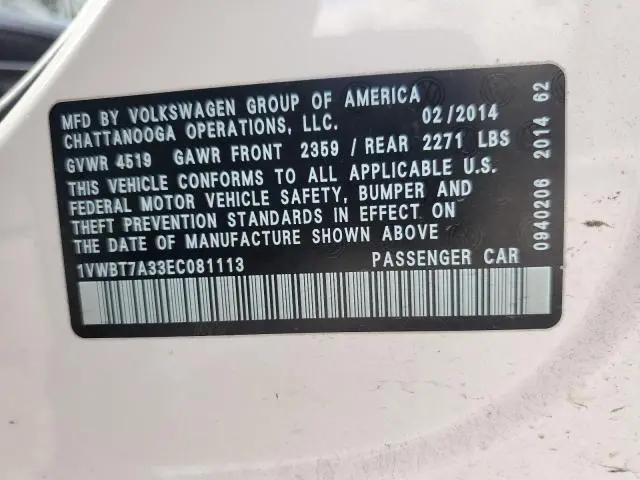 2014 VOLKSWAGEN PASSAT SE  
