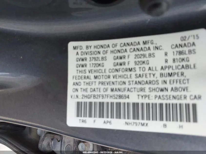 2015 HONDA CIVIC EX-L