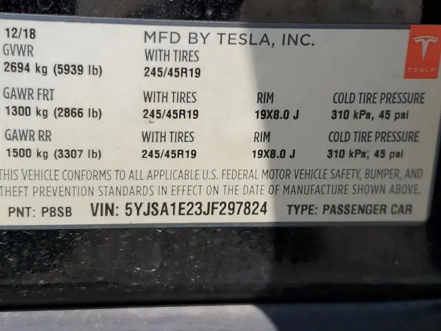 2018 TESLA MODEL S   