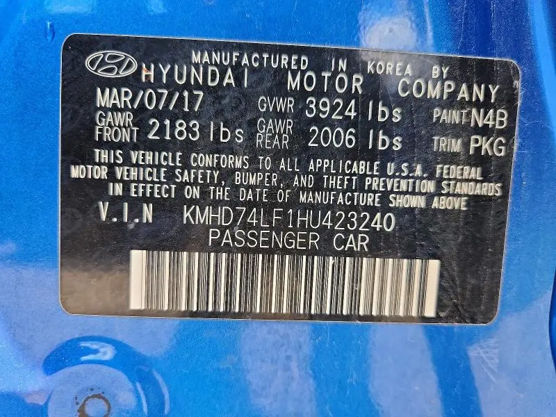 2017 HYUNDAI ELANTRA SE  