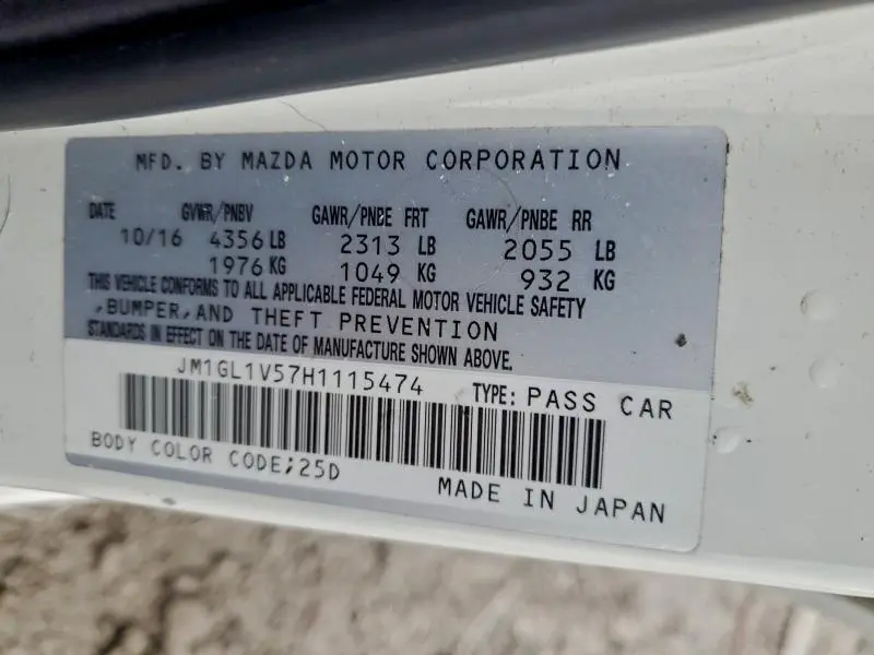 2017 MAZDA 6 TOURING  