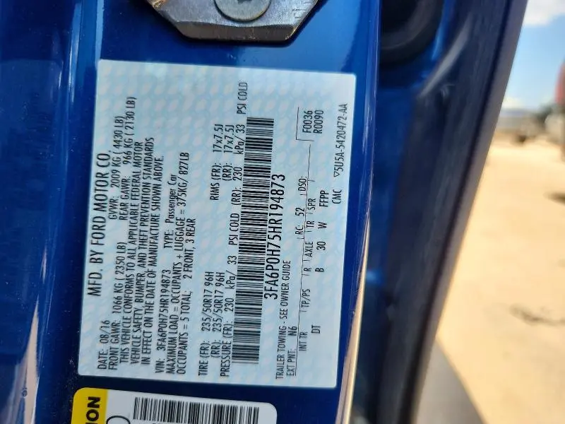 2017 FORD FUSION SE  