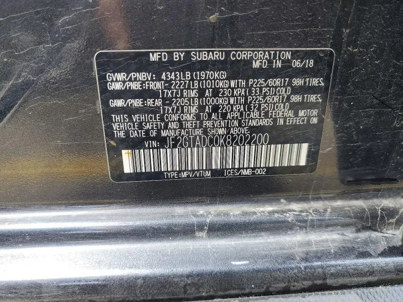 2019 SUBARU CROSSTREK PREMIUM  