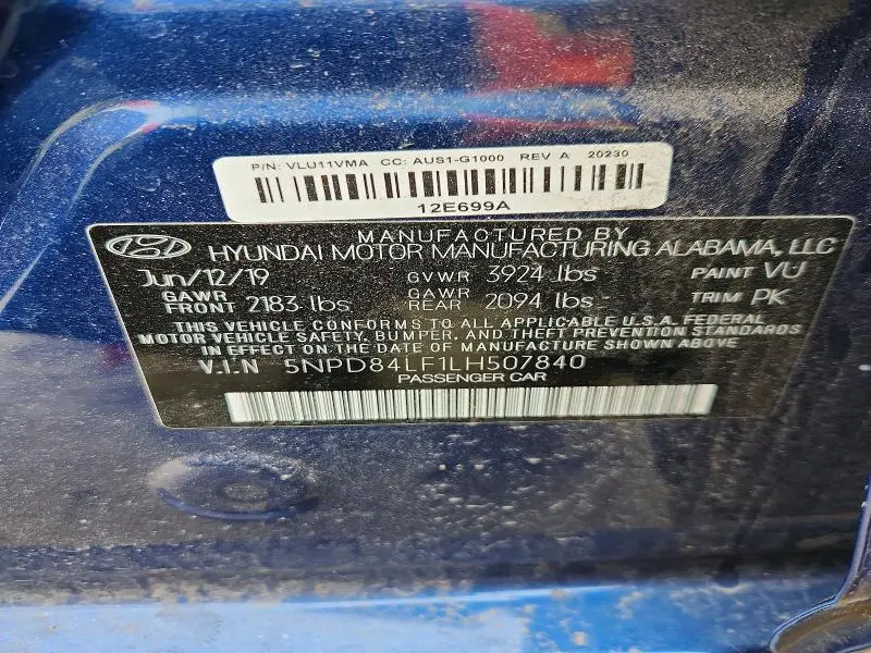 2020 HYUNDAI ELANTRA SEL  