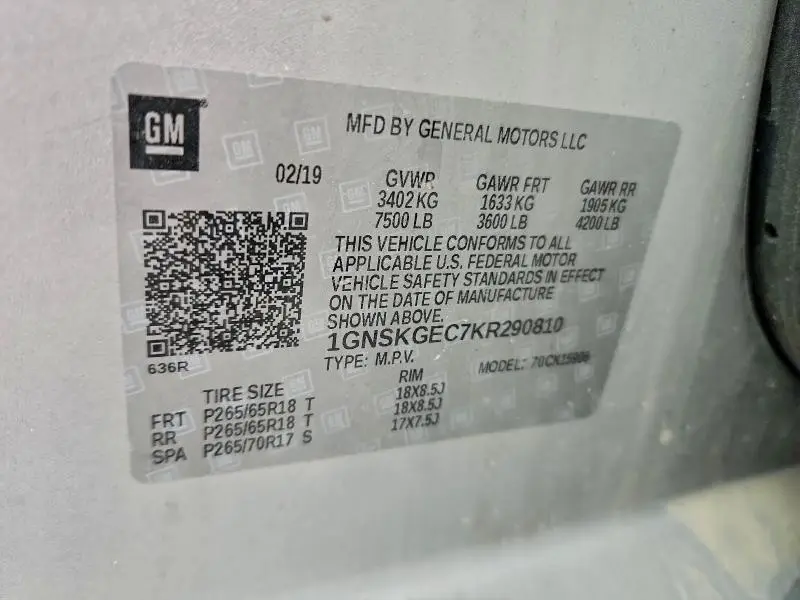 2019 CHEVROLET SUBURBAN K1500 LS  