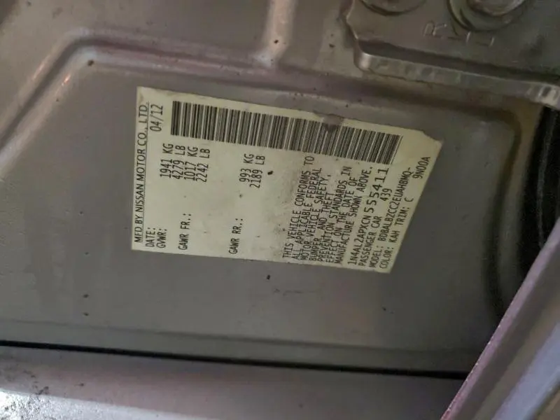 2012 NISSAN ALTIMA BASE  