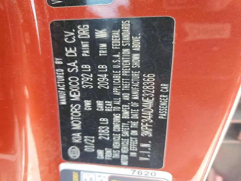 2021 KIA FORTE GT LINE  