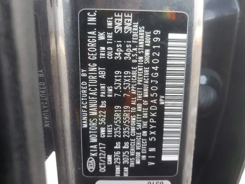 2018 KIA SORENTO SX  
