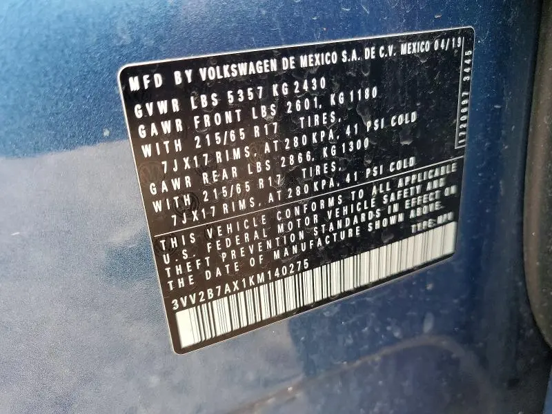 2019 VOLKSWAGEN TIGUAN SE  