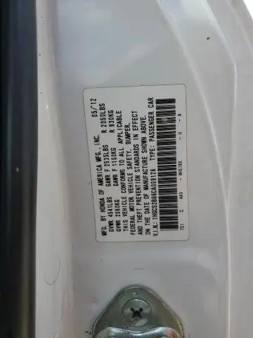2012 HONDA ACCORD EXL  