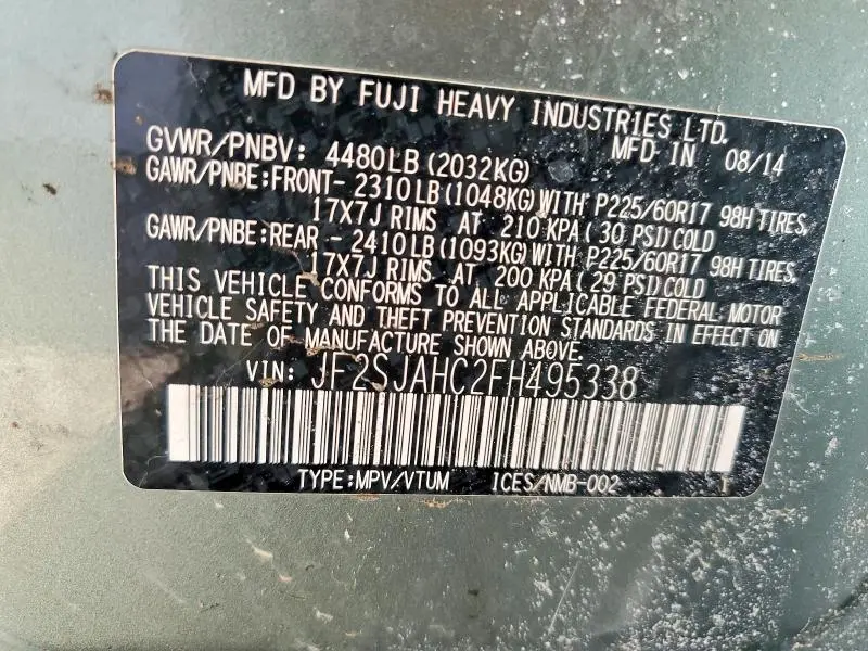 2015 SUBARU FORESTER 2.5I LIMITED  