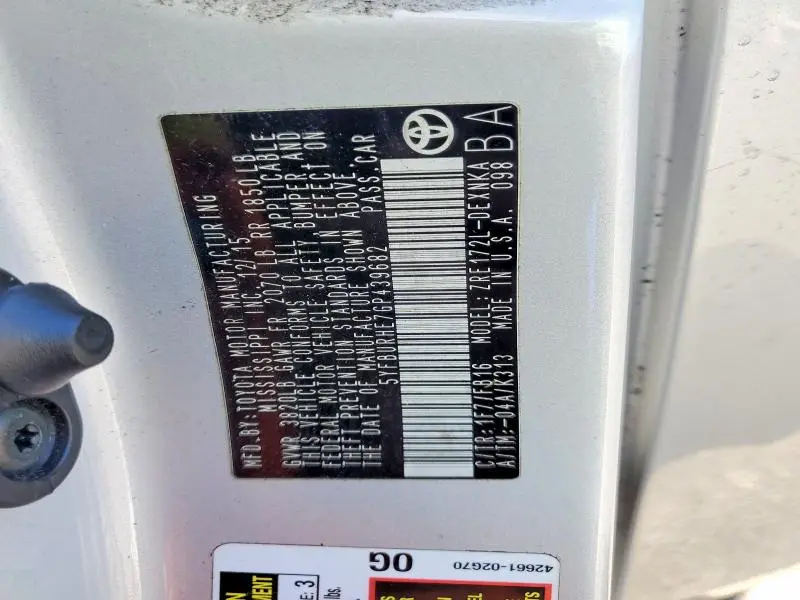 2016 TOYOTA COROLLA L  