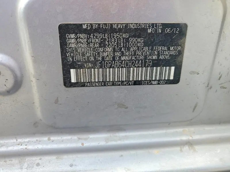 2012 SUBARU IMPREZA PREMIUM  