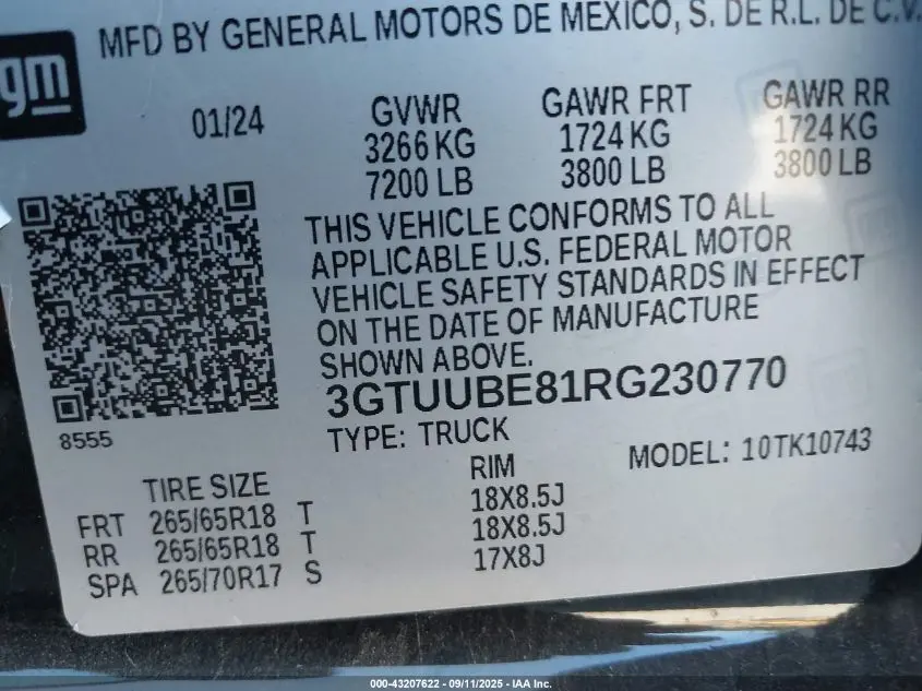 2024 GMC SIERRA 1500 4WD  STANDARD BOX SLE