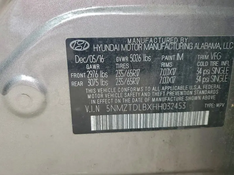 2017 HYUNDAI SANTA FE SPORT   