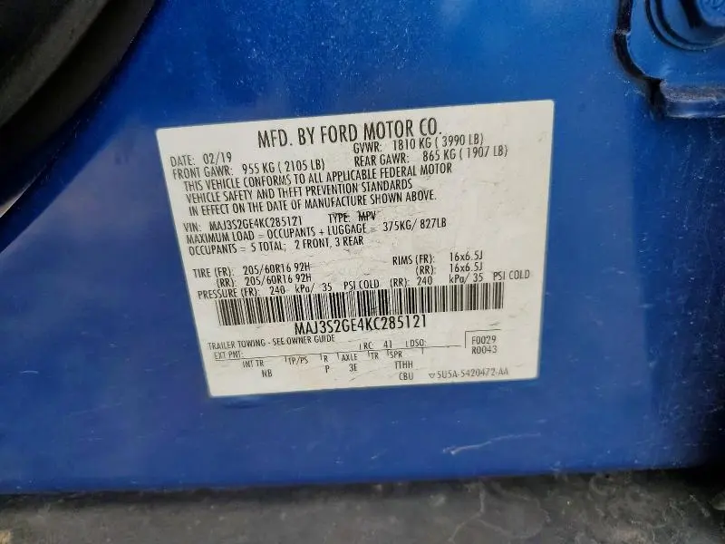 2019 FORD ECOSPORT SE  