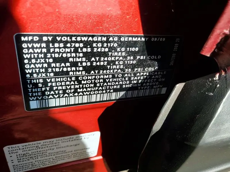2010 VOLKSWAGEN TIGUAN S/SE/SEL  