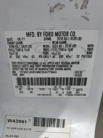2012 FORD ESCAPE XLT  