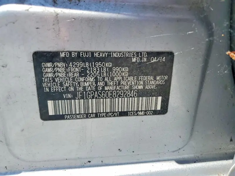 2014 SUBARU IMPREZA SPORT LIMITED  