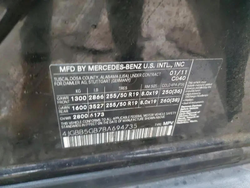 2011 MERCEDES-BENZ ML 350  