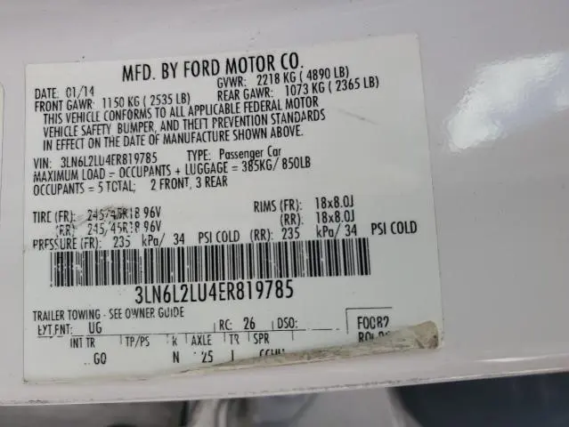 2014 LINCOLN MKZ HYBRID  