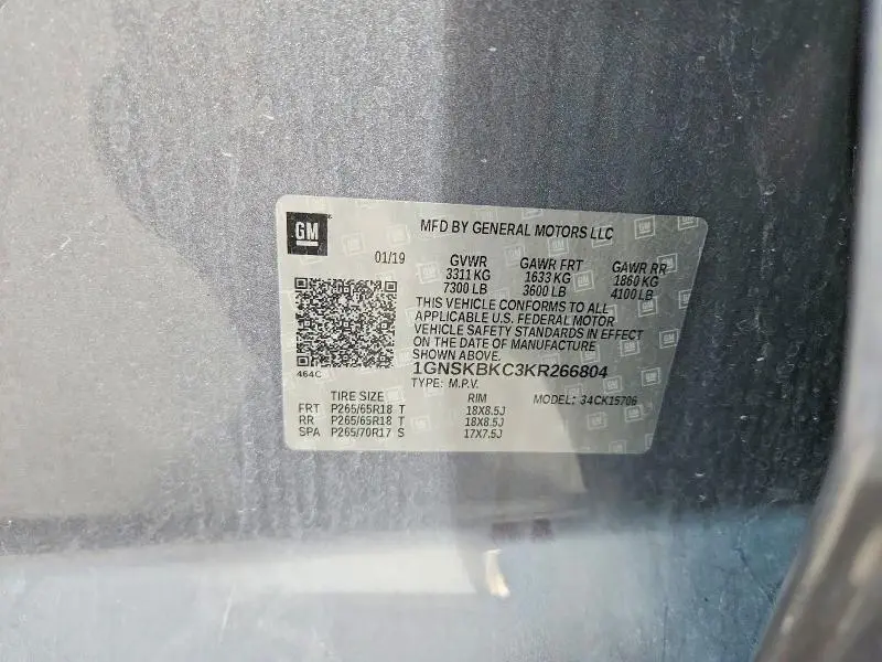 2019 CHEVROLET TAHOE K1500 LT  