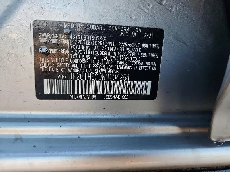 2022 SUBARU CROSSTREK SPORT  