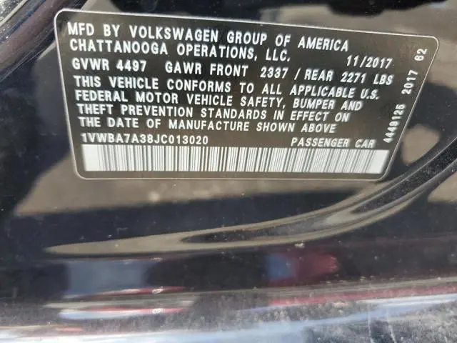 2018 VOLKSWAGEN PASSAT SE  