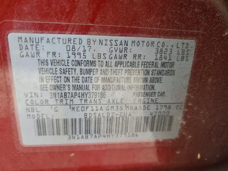 2017 NISSAN SENTRA SV  