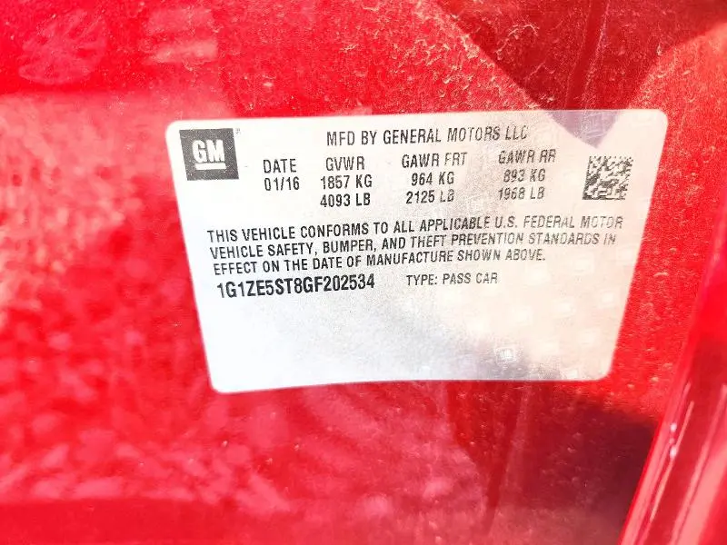 2016 CHEVROLET MALIBU LT  