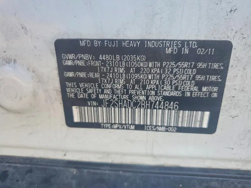 2011 SUBARU FORESTER 2.5X PREMIUM  