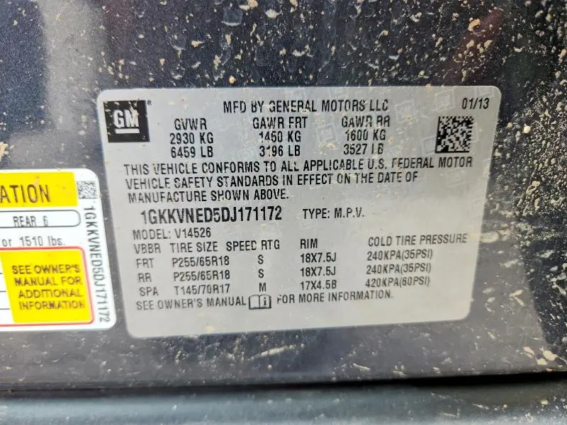 2013 GMC ACADIA SLE  