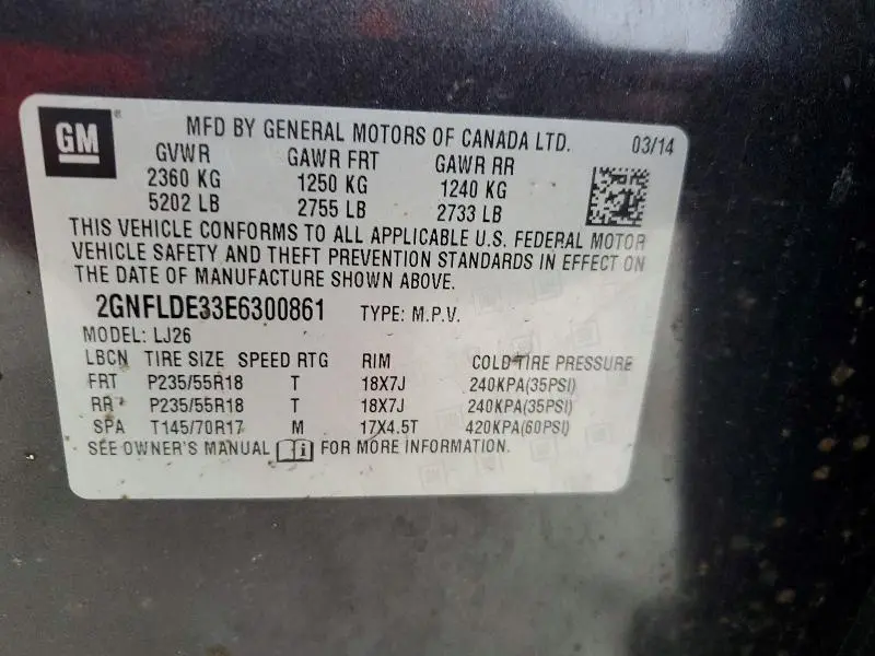 2014 CHEVROLET EQUINOX LTZ  