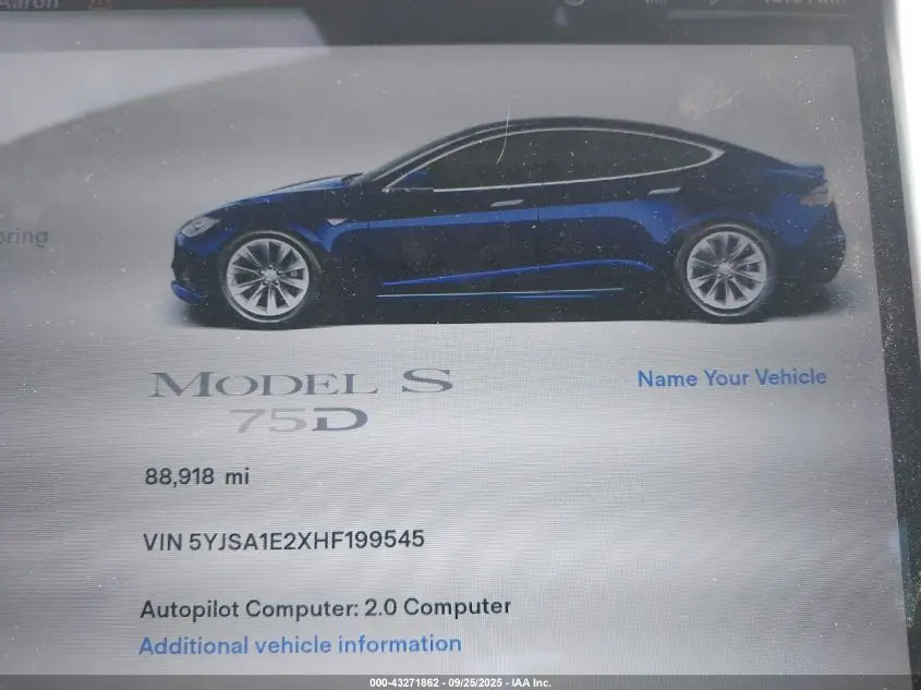 2017 TESLA MODEL S 100D/60D/75D/90D/P100D