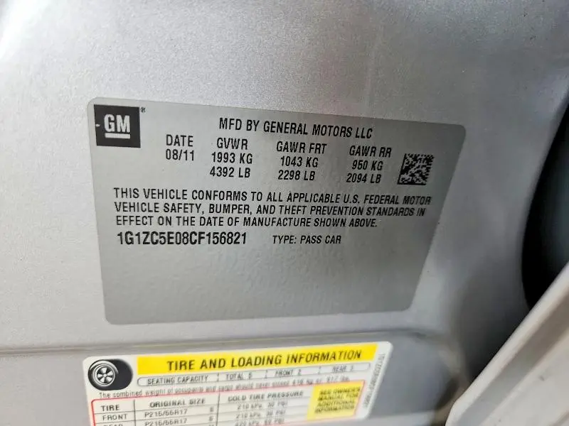 2012 CHEVROLET MALIBU 1LT  