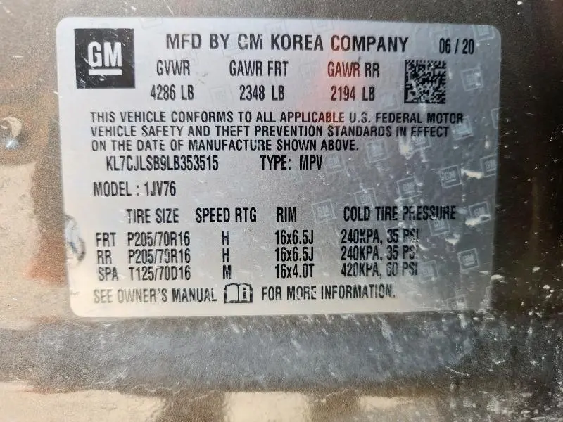 2020 CHEVROLET TRAX 1LT