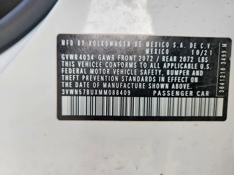 2021 VOLKSWAGEN JETTA S  