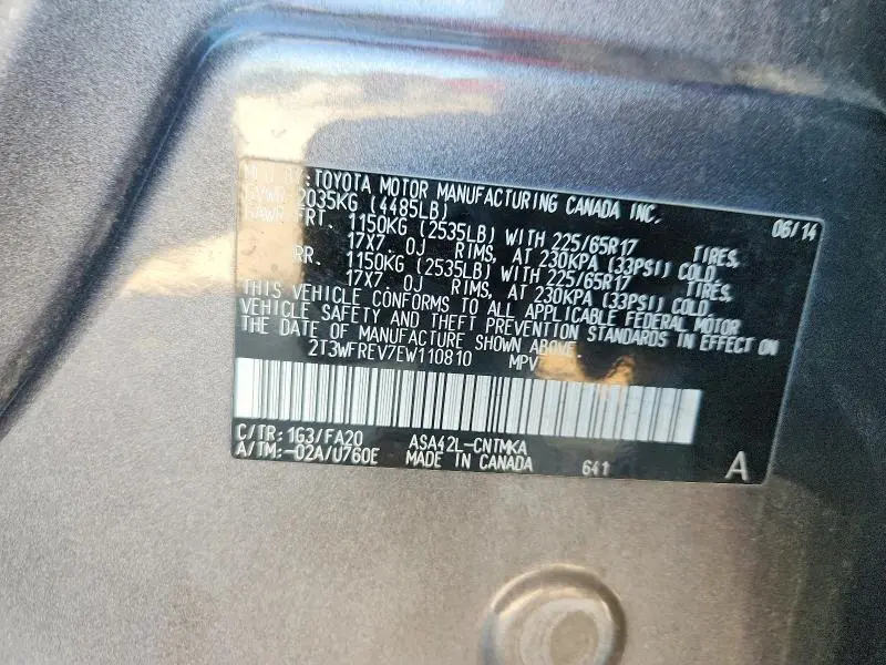 2014 TOYOTA RAV4 XLE  