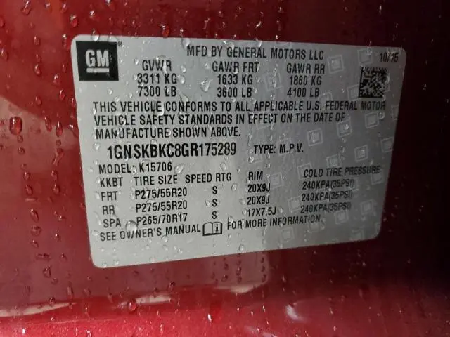 2016 CHEVROLET TAHOE K1500 LT  