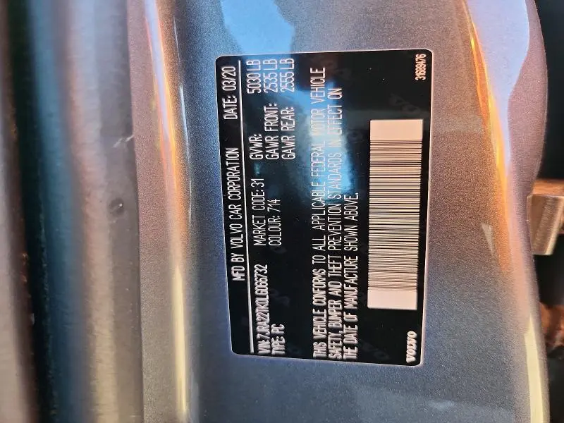 2020 VOLVO S60 T6 MOMENTUM  
