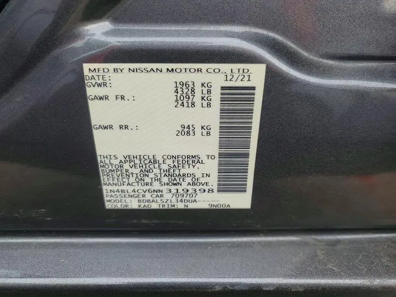 2022 NISSAN ALTIMA SR  