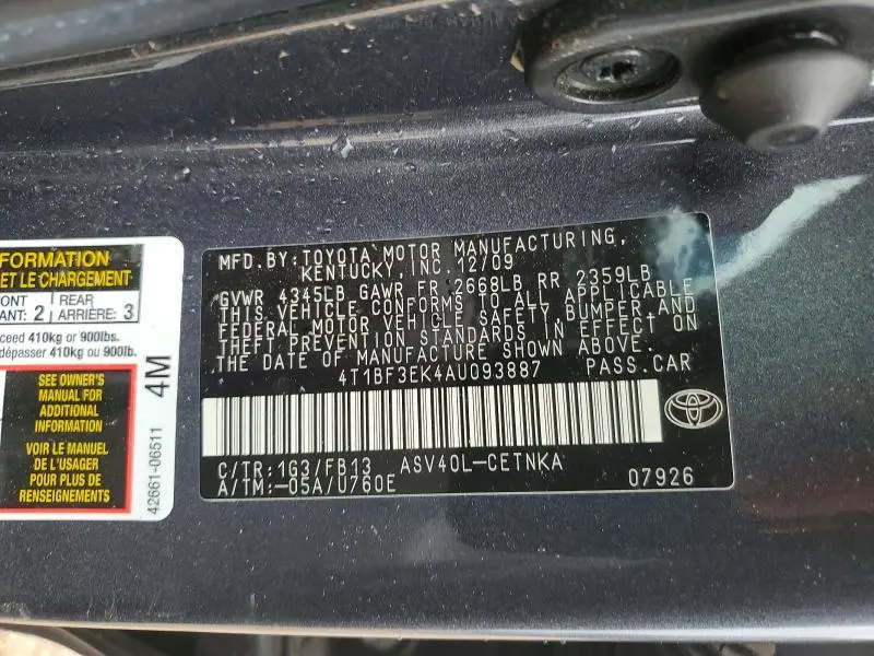 2010 TOYOTA CAMRY LE  