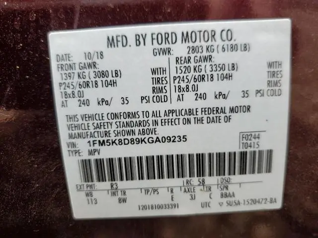 2019 FORD EXPLORER XLT  