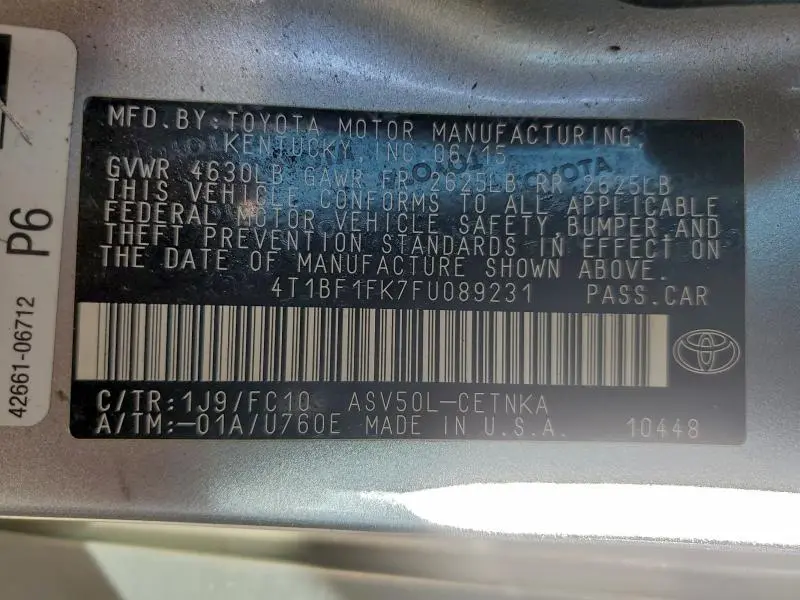 2015 TOYOTA CAMRY LE  