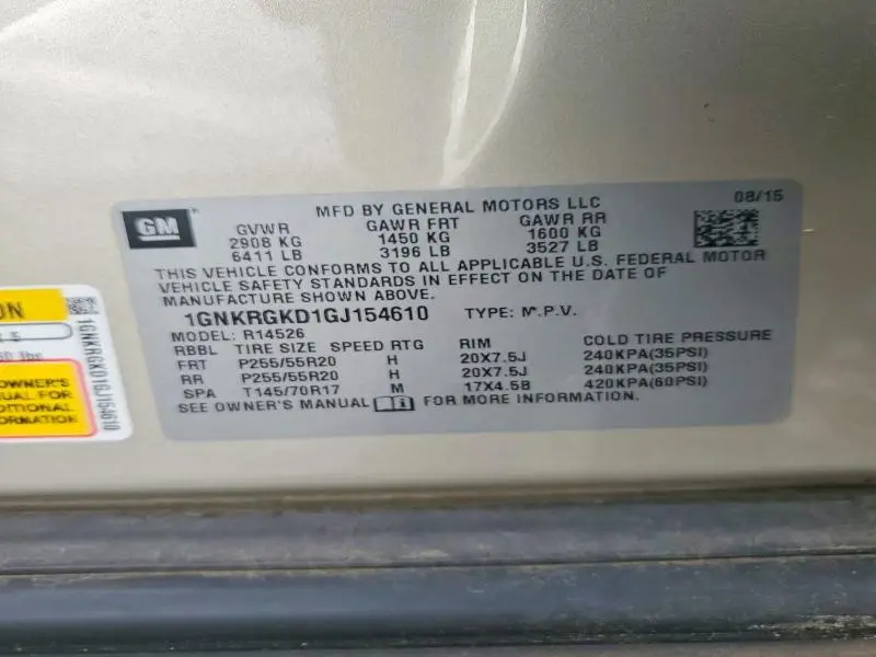 2016 CHEVROLET TRAVERSE LT  