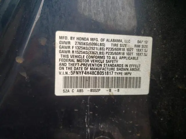 2012 HONDA PILOT EX